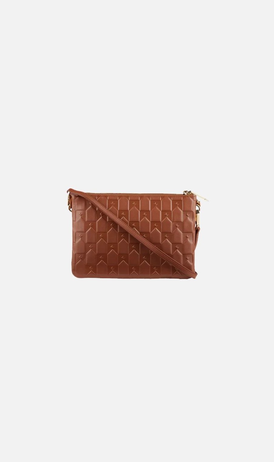 * Karen Walker | Monogram Double Zip Pouch Chestnut | Bags & Wallets