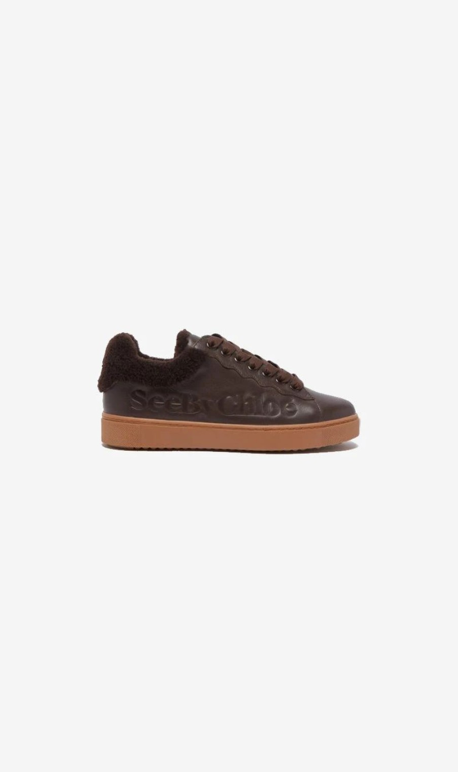 * See By Chloe | Essie Shearling Trimmed Leather Sneakers Moro | Sneakers