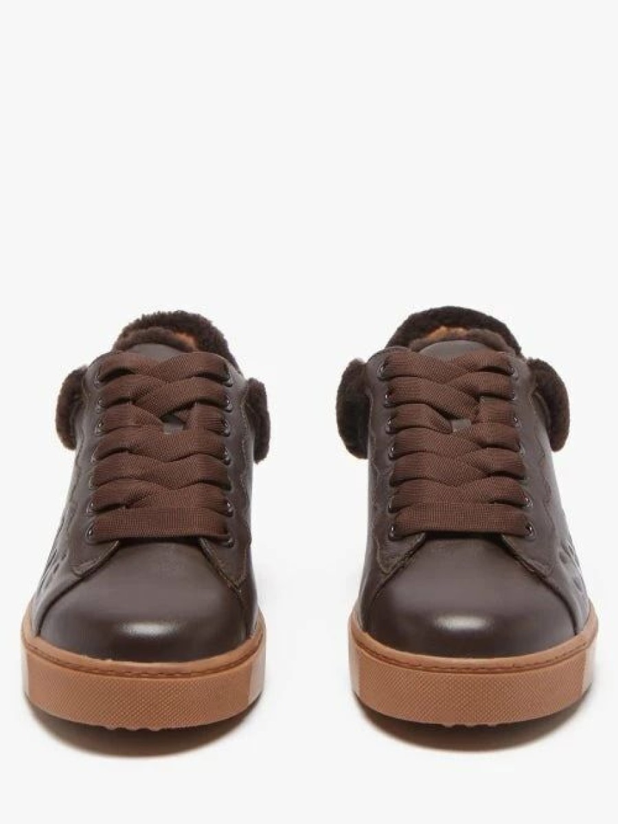 * See By Chloe | Essie Shearling Trimmed Leather Sneakers Moro | Sneakers