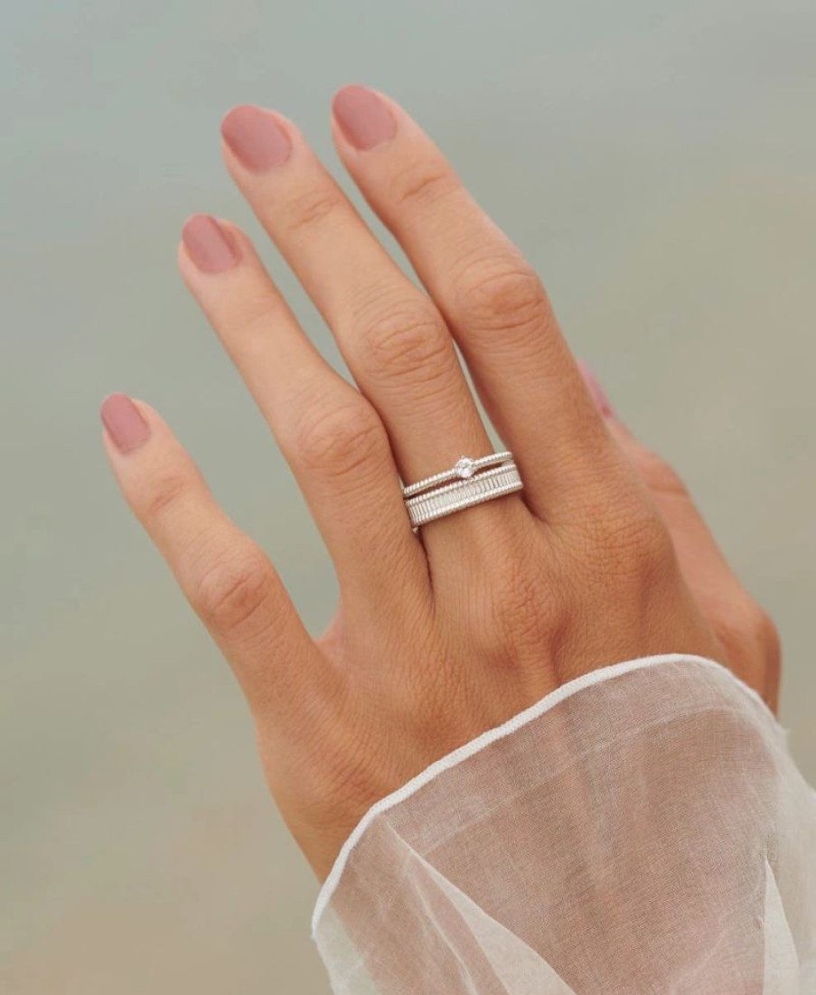 * Zoe & Morgan | Anchored Stacker Ring Silver / White Zircon | Jewellery