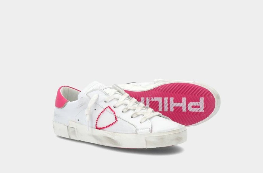 * Philippe Model | Prsx Broderie Pop Blanc Fucsia | Sneakers