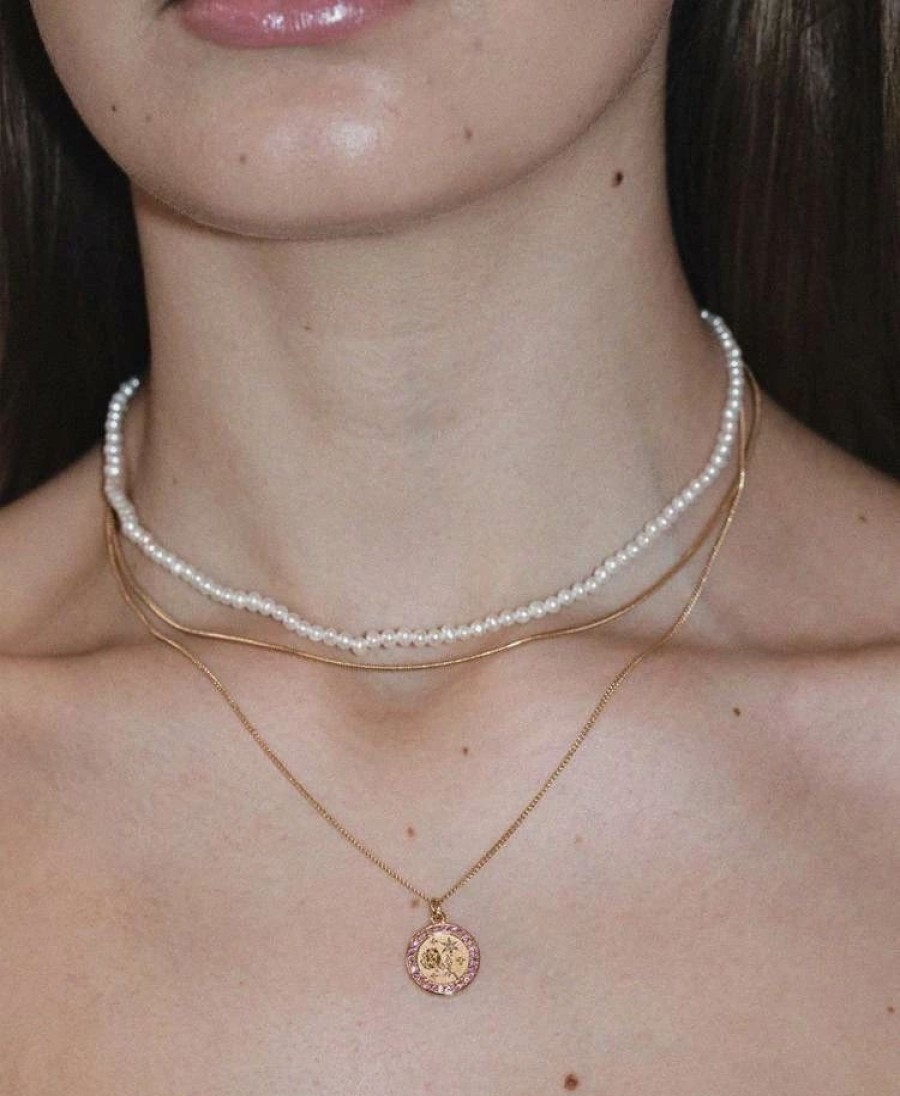 * Meadowlark | Micro Pearl Necklace 36Cm 9Ct Yellow Gold | Jewellery