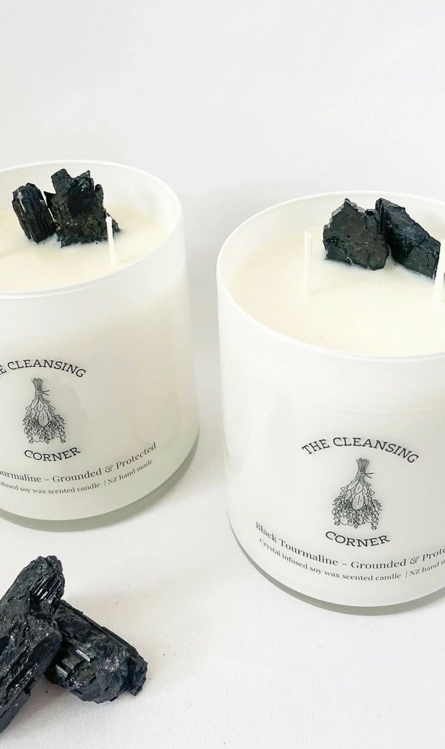 * The Cleansing Corner | Black Tourmaline Crystal Candle Sweet Pea & Jasmine | Candles & Room Fragrance