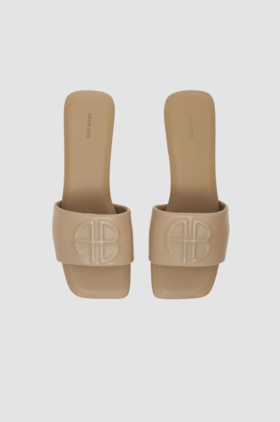 * Anine Bing | Ria Slides Butterscotch Monogram | Sandals