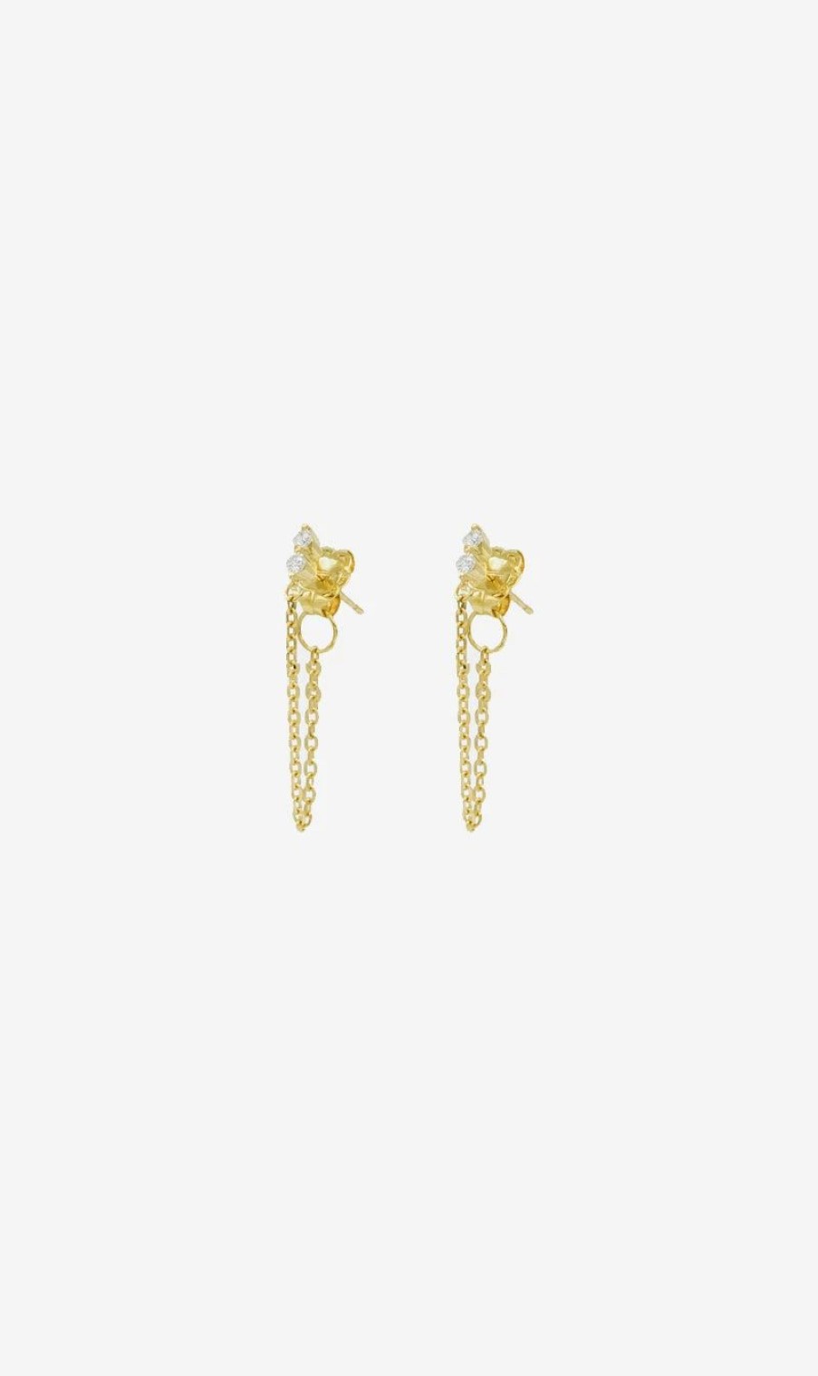 * Natasha Schweitzer | Double Diamond Chain Earring 9K Yellow | Jewellery