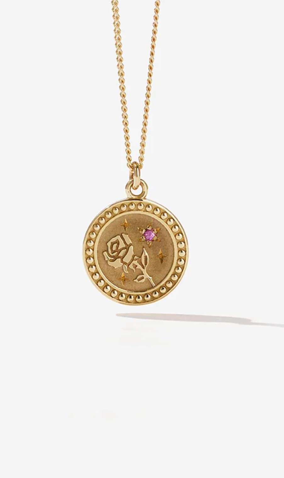 * Meadowlark | Amulet Love Necklace 23K Plated Pink Sapphire | Jewellery