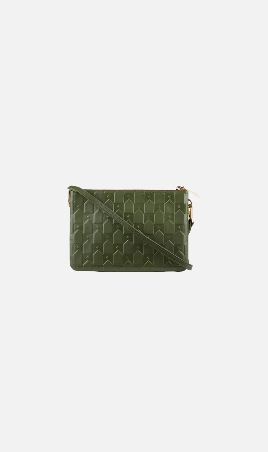 * Karen Walker | Monogram Double Zip Pouch Dark Olive | Bags & Wallets