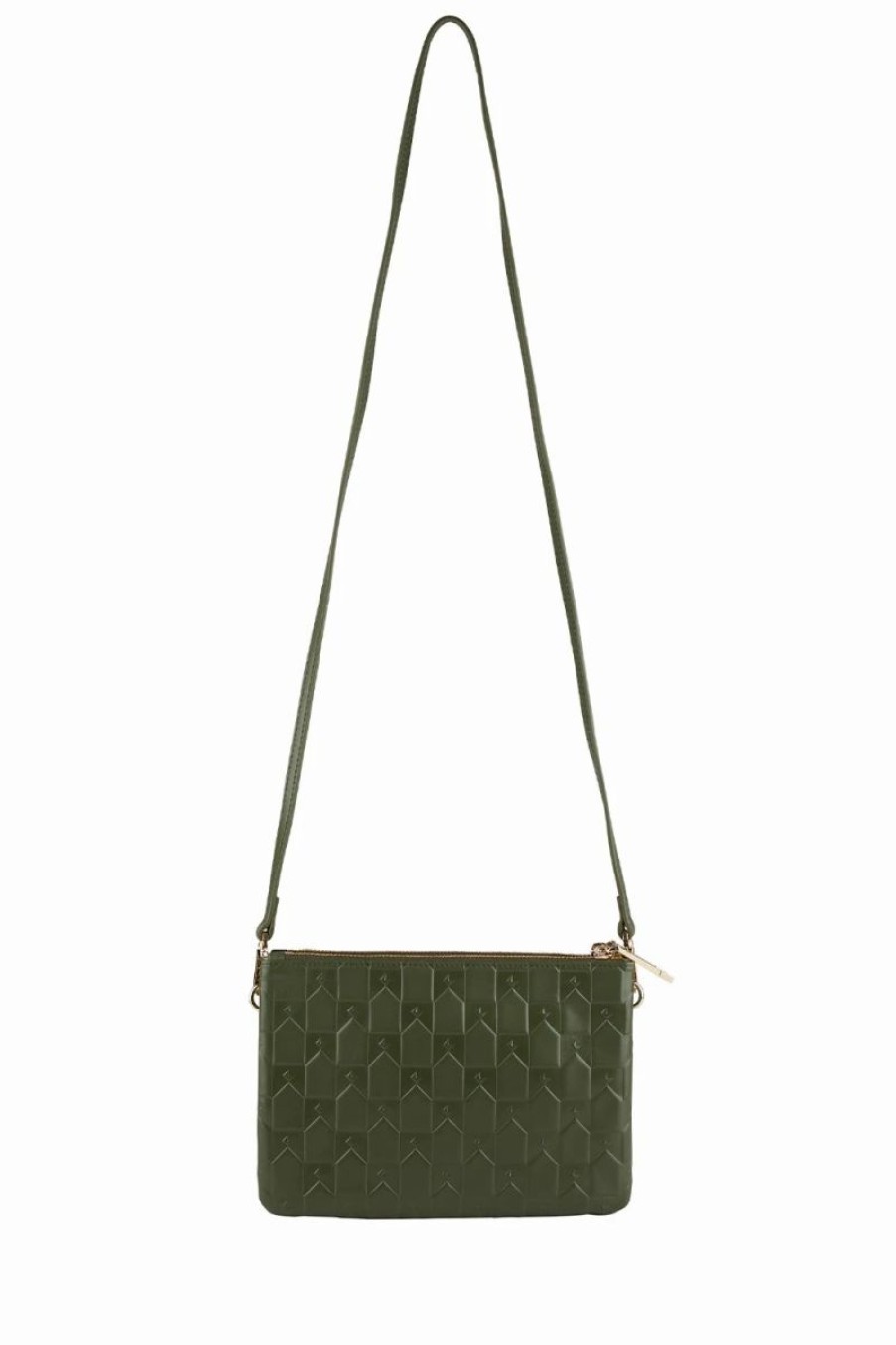 * Karen Walker | Monogram Double Zip Pouch Dark Olive | Bags & Wallets