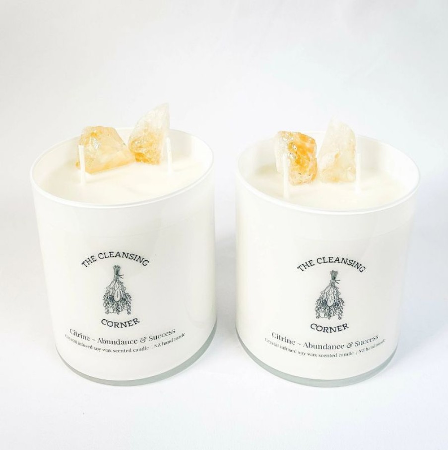 * The Cleansing Corner | Citrine Crystal Candle Frankincense & Myrrh | Candles & Room Fragrance