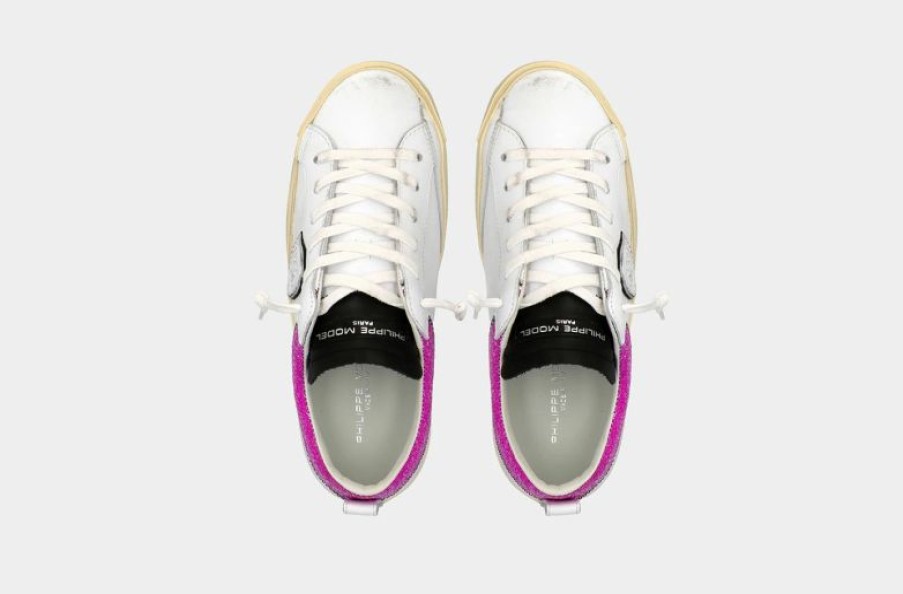 * Philippe Model | Prsx Collier Glitter Blanc Violet | Sneakers