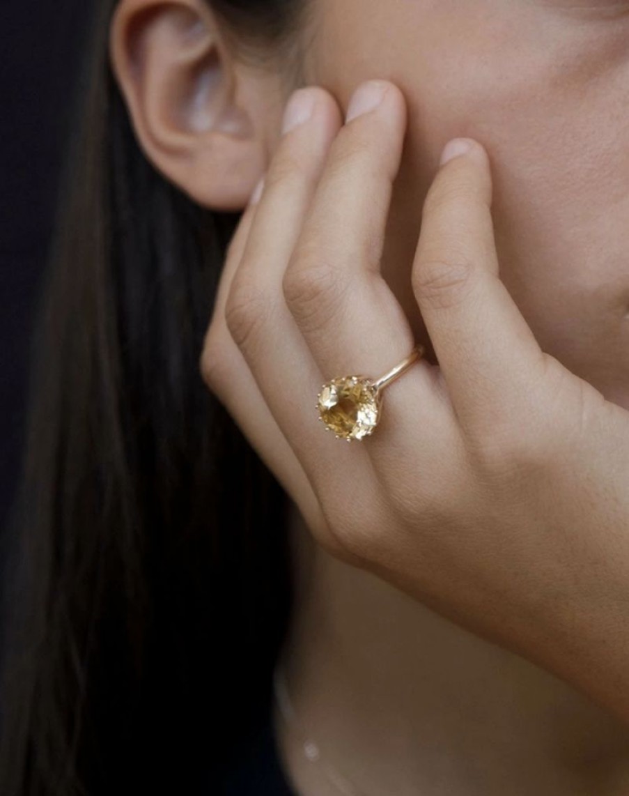 * Meadowlark | Geneva Cocktail Ring 23K Plated Citrine | Jewellery