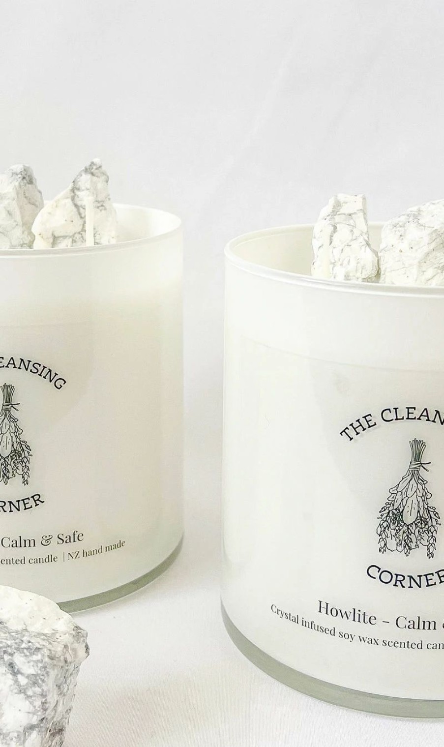 * The Cleansing Corner | Howlite Crystal Candle Lemongrass & Ginger | Candles & Room Fragrance