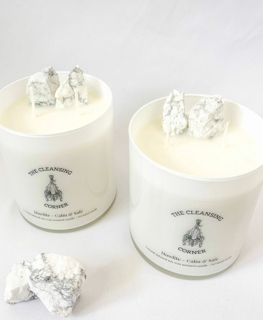 * The Cleansing Corner | Howlite Crystal Candle Lemongrass & Ginger | Candles & Room Fragrance