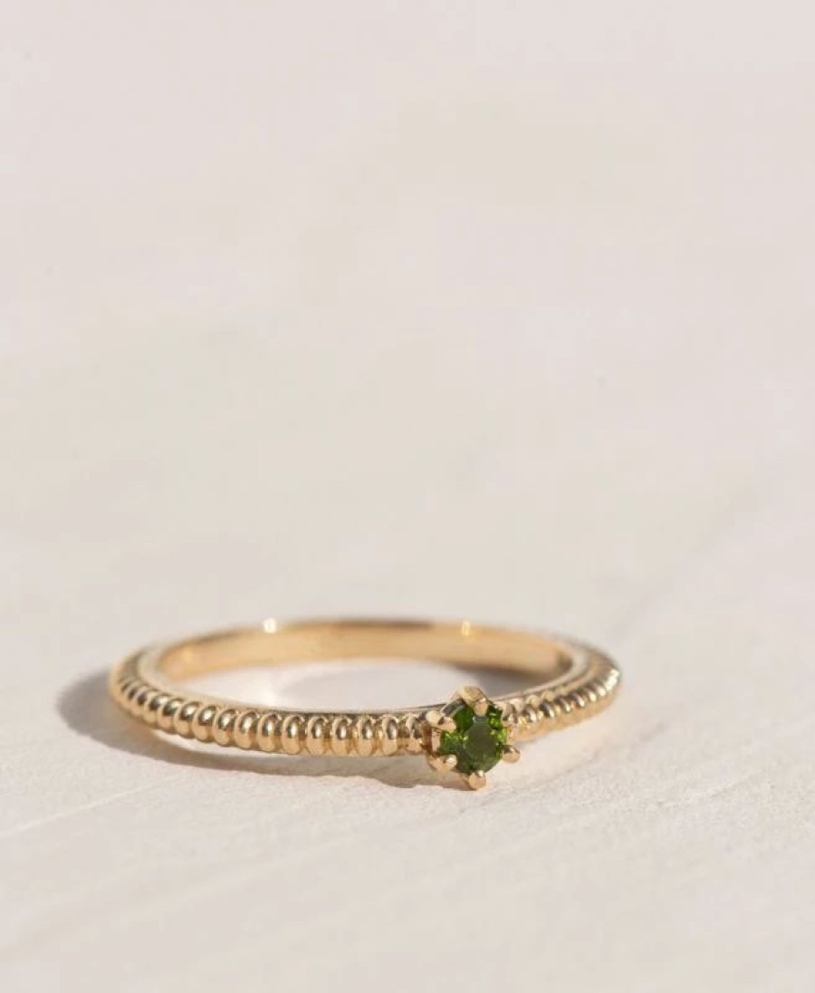 * Zoe & Morgan | Anchored Stacker Ring 22K Plated / Chrome Diopside | Jewellery