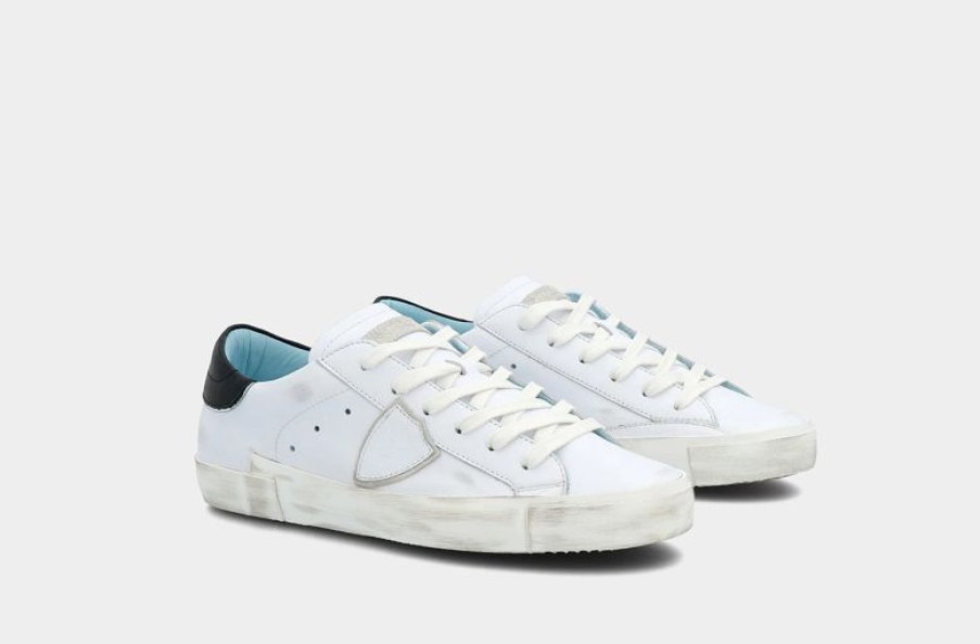 * Philippe Model | Prsx Low Veau Blanc Noir | Sneakers