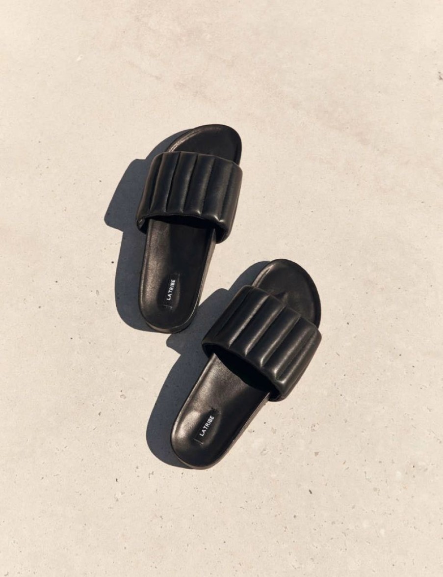 * La Tribe | Tube Leather Slide Black | Sandals